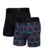 Saxx Men's DropTemp Cooling Cotton Boxer Brief Fly 2-Pack Grizzly Stripe/Black