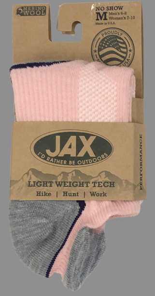 JAX Women's Lightweight Tech No Show Sock - Pink/Purple Pink/Purple