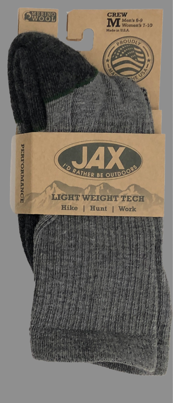 JAX Lightweight Tech Crew Sock - Charcoal/Green Charcoal/Green