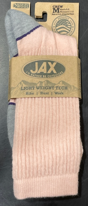 JAX Women's Lightweight Tech Crew Sock - Pink/Purple Pink/Purple