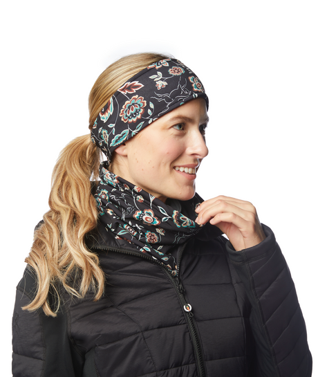 Kerrits Equestrian Apparel Up Tempo Fleece Neck Warmer Black Winter Bloom