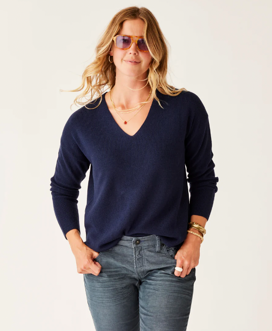 Carve Designs Women's Zella Merino Sweater - Navy Navy