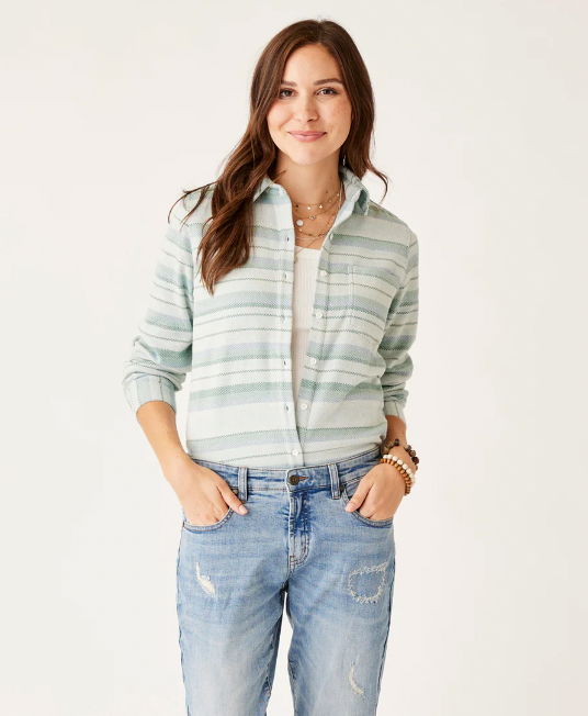 Carve Designs Women's Fairbanks Supersoft Shirt - Birch Block Stripe Birch Block Stripe