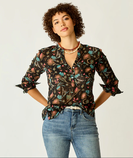 Carve Designs Women's Dylan Gauze Shirt - Scattered Floral Scattered Floral