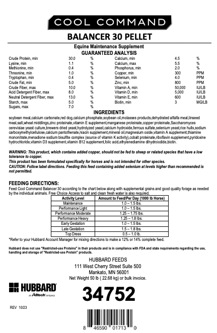 Hubbard Feeds Cool Command Balancer 30 Pellet