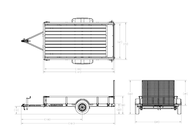 Karavan 5.5x11 Pro utility trailer with aluminum rims