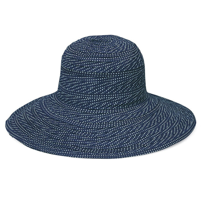 Wallaroo Hat Company Women's Scrunchie Hat Navy/White Dots