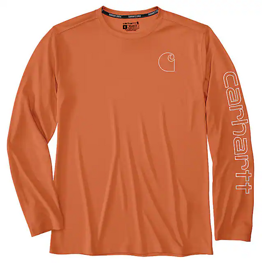 Carhartt Men's Force Sun Defender Lightweight Long-Sleeve Logo Graphic T-Shirt Sedona Orange /  / REG