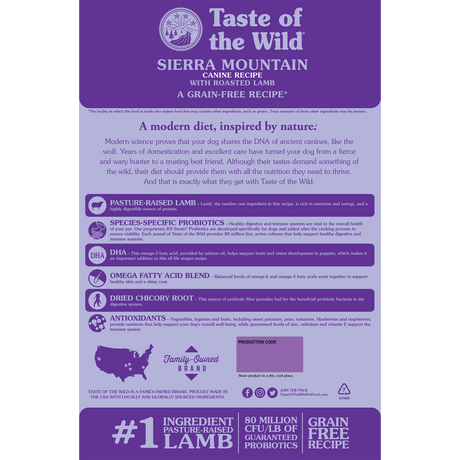 Taste of the Wild Sierra Mountain Canine Recipe with Roasted Lamb - 14 LB