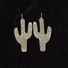 Silver Strike Etched Cactus Western Earrings - Silver Silver