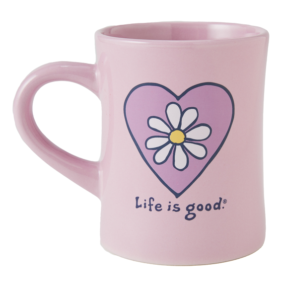 Life Is Good Simple Daisy Heart Diner Mug - Violet Purple Violet Purple