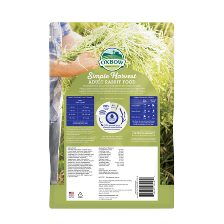 Oxbow Animal Health Simple Harvest Adult Rabbit Food - 4lb.