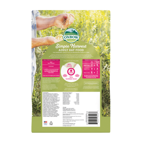 Oxbow Animal Health Simple Harvest Adult Rat Food - 3lb.