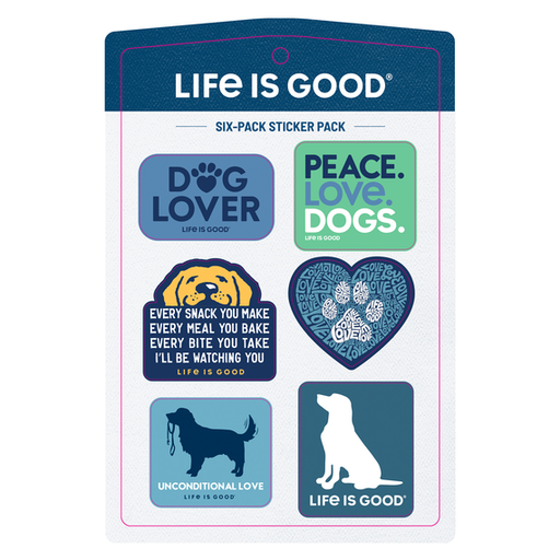 Life Is Good Dog Six-pack Sticker Pack Multi