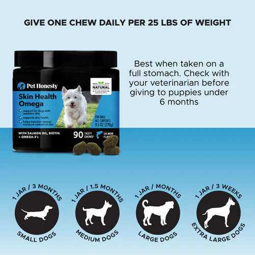 Pet Honesty Skin Health Omega Supplement Chews - Salmon