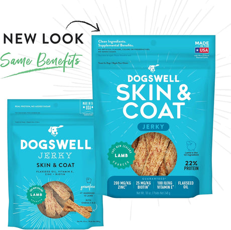 Dogswell Skin & Coat Jerky Dog Treats (Lamb Recipe) - 10oz