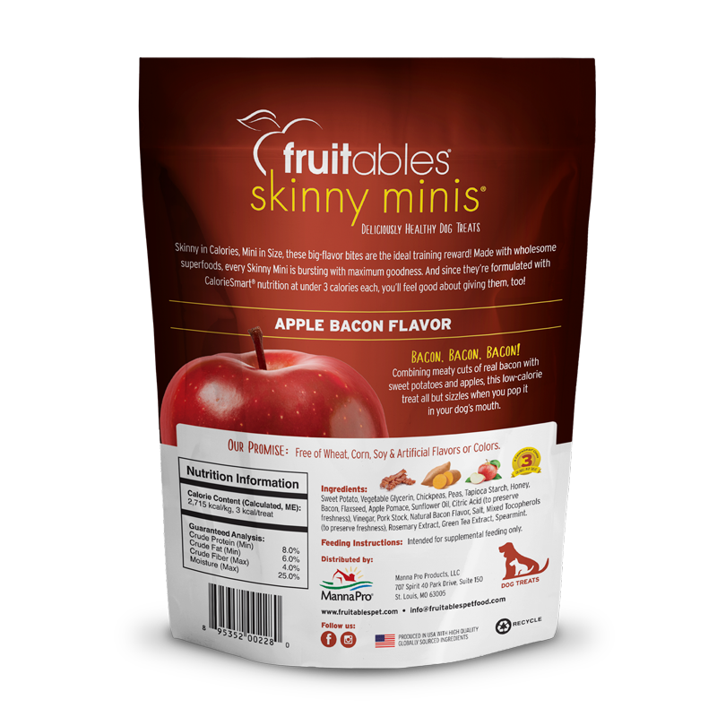 Fruitables Skinny Minis Dog Treats - Apple Bacon - 5oz