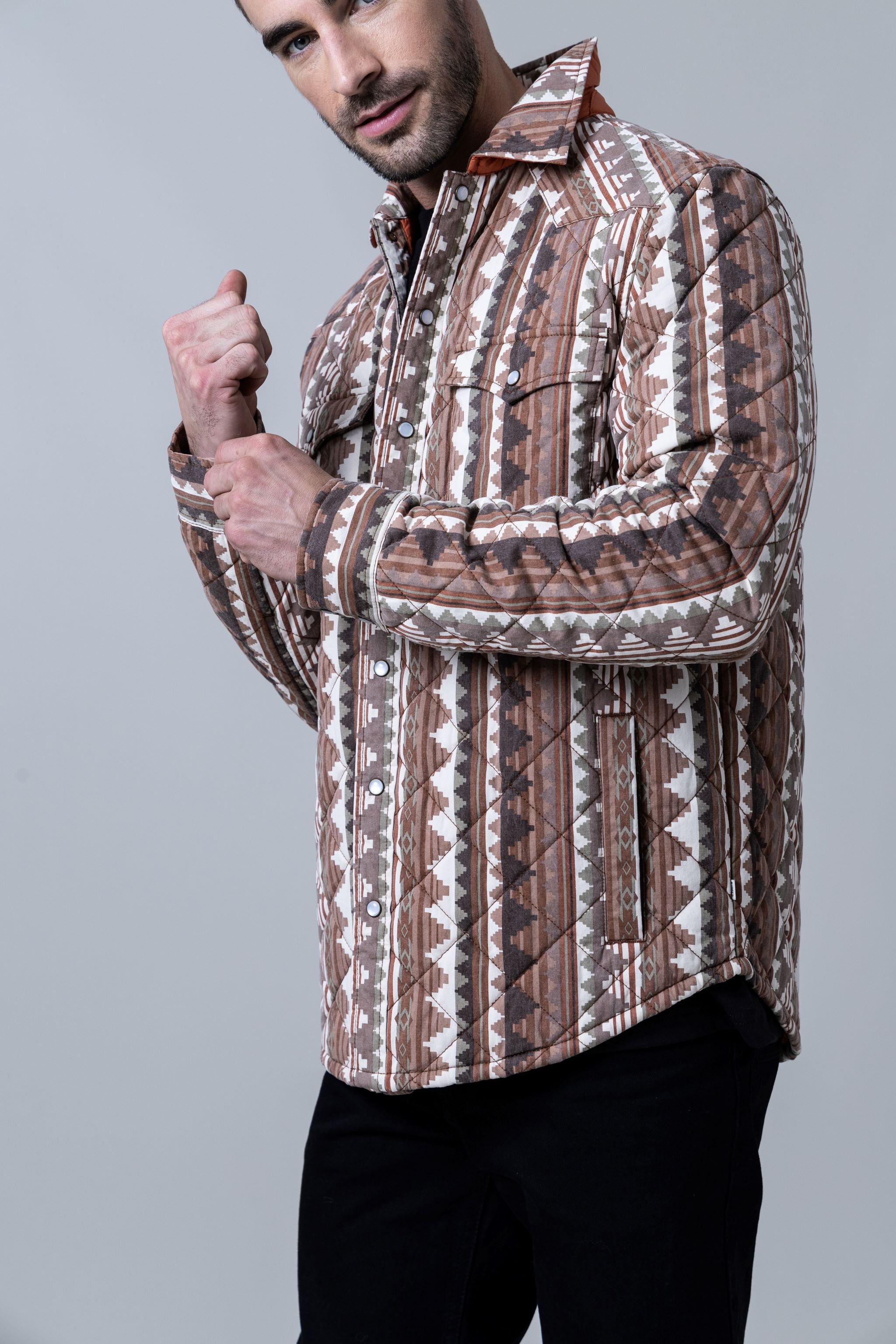 RUMCHE ラムシェ Stripe Cleric Shirt Jacket RUMCHE ラムシェ Stripe Cleric Shirt Jacket