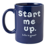 Life Is Good Start Me Up Coffee Jake's Mug - Darkest Blue Darkest Blue