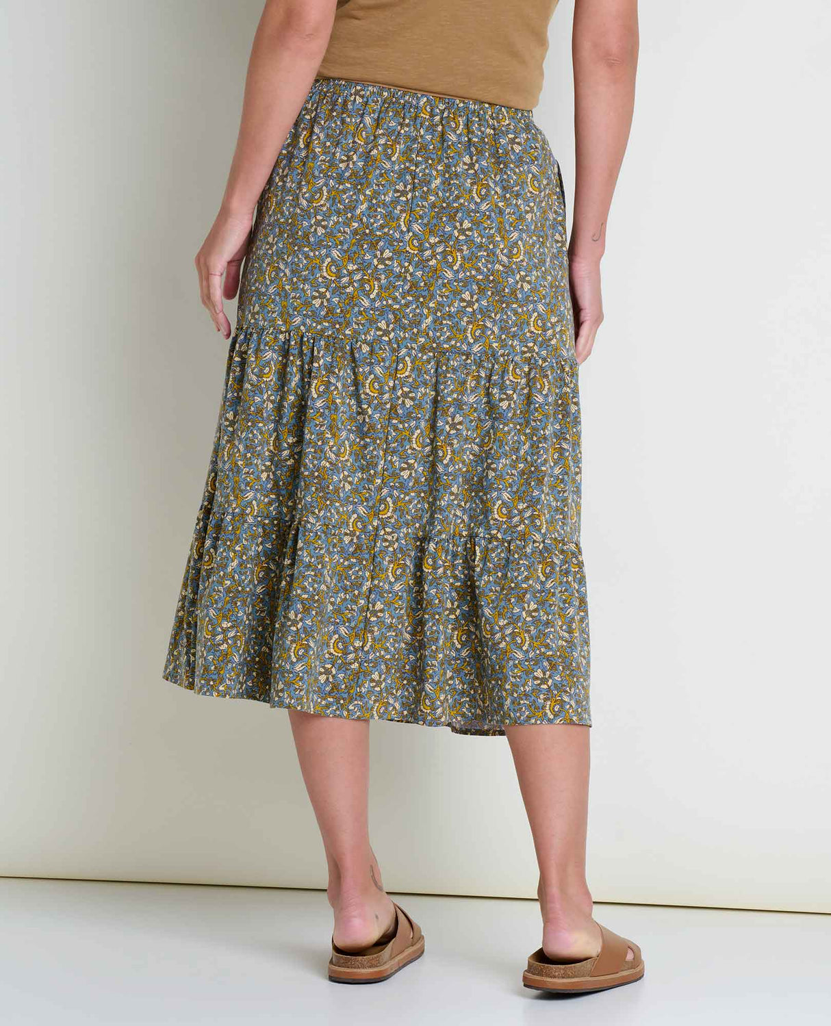Toad & Co Sunkissed Tiered Midi Skirt - North Shore Vine Print