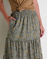 Toad & Co Sunkissed Tiered Midi Skirt - North Shore Vine Print