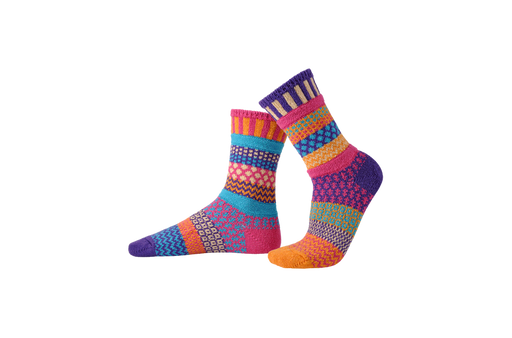 Solmate Sunny Crew Sock Purple/Pink/Gold/Turquoise-Blue/Buttercream