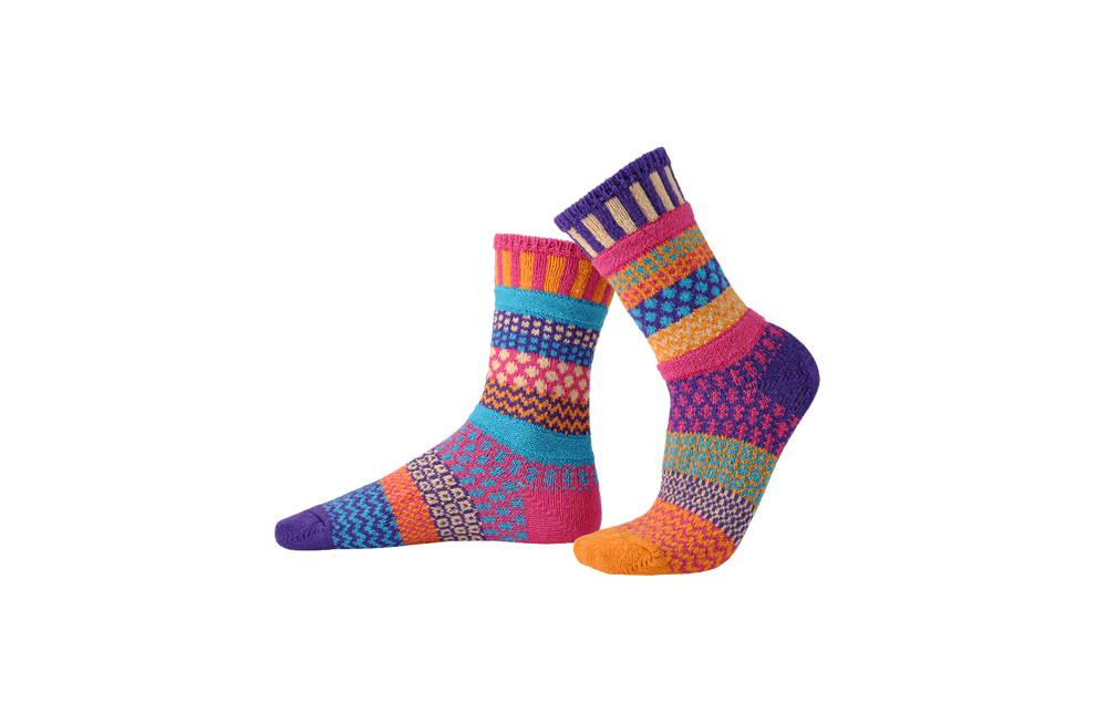 Solmate Sunny Crew Sock Purple/Pink/Gold/Turquoise-Blue/Buttercream