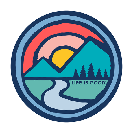 Life Is Good Sunset Breathe Circle 4" Circle Sticker - Darkest Blue Darkest Blue