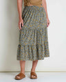Toad & Co Sunkissed Tiered Midi Skirt - North Shore Vine Print North Shore Vine Print