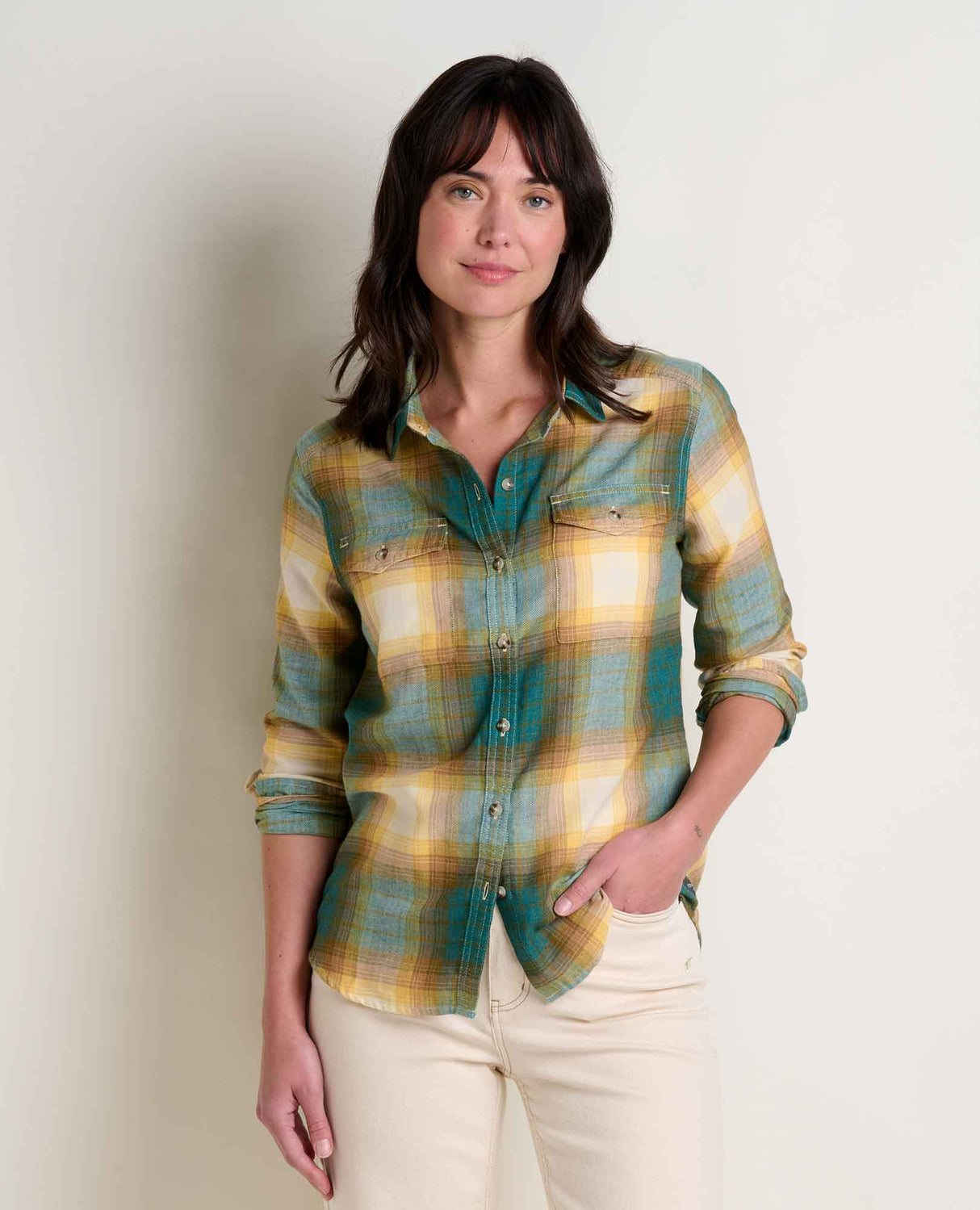 Toad Co. Womens Re-form Flannel Long Sleeve Shirt Atlantic ombre