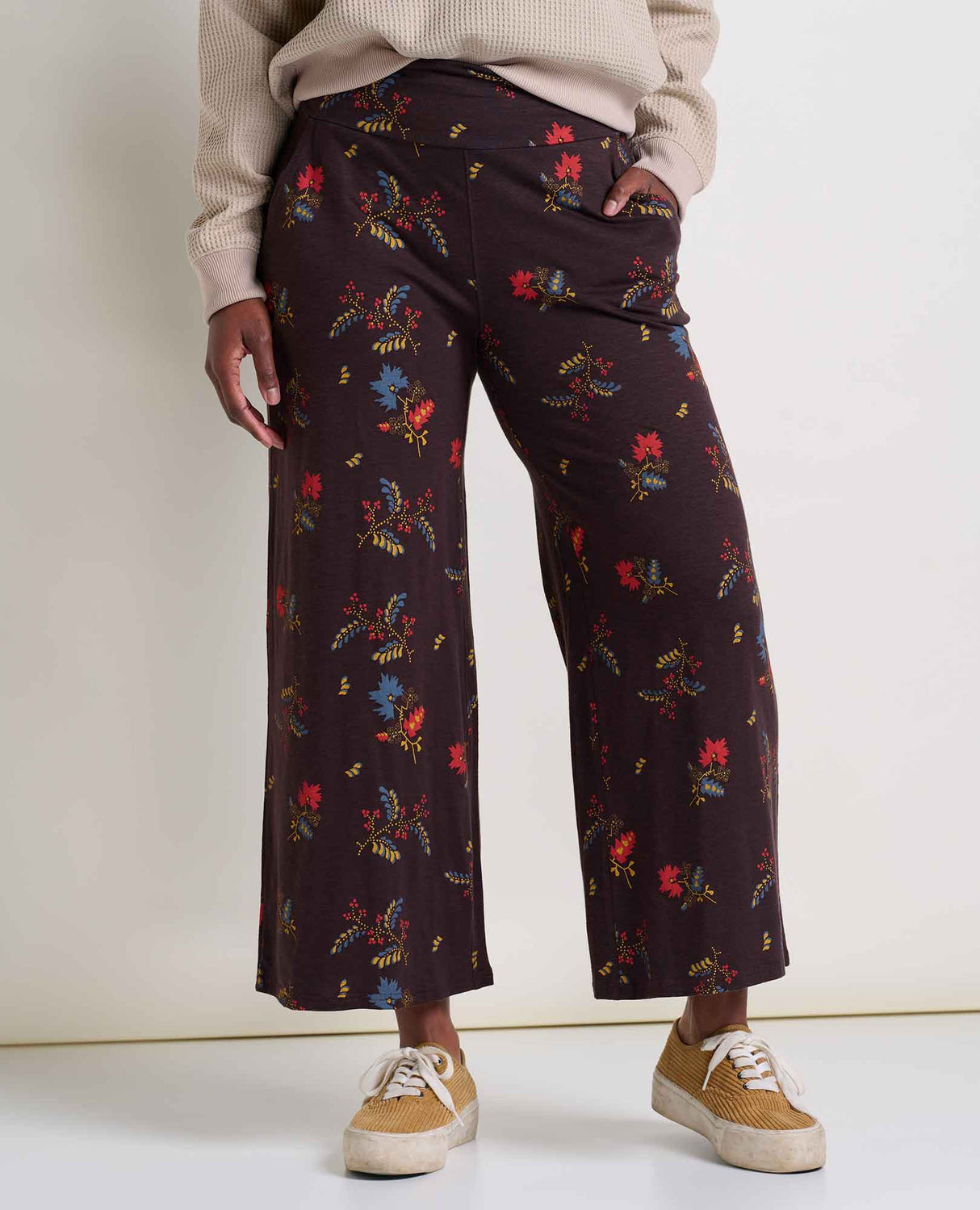 Toad & Co Women's Chaka Wide Leg Pant - Carob Bouquet Print Carob Bouquet Print