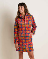 Toad Co. Womens Campo Fleece 1/4 Snap Dress Kyanite floral print