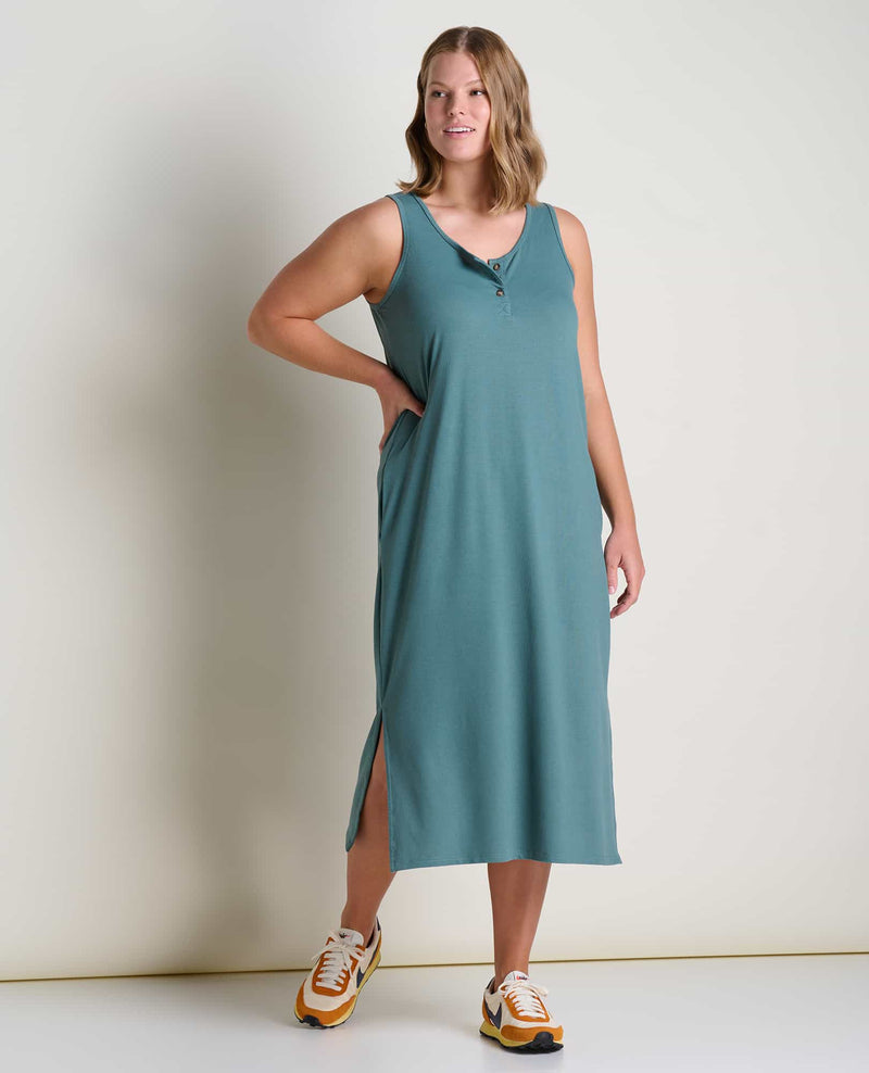 Toad & Co Women's Piru Henley Midi Tank Dress - Silver Pine Silver Pine