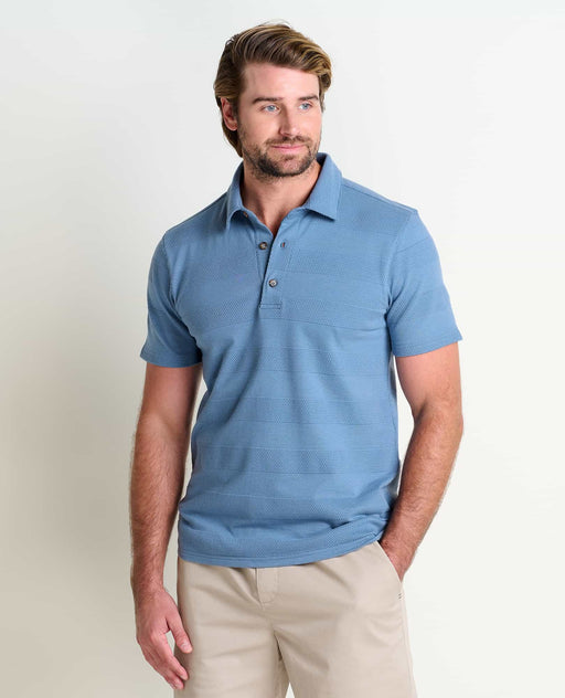Toad & Co Men's Tempo Dobby Short-Sleeve Polo - Pacific Blue Pacific Blue