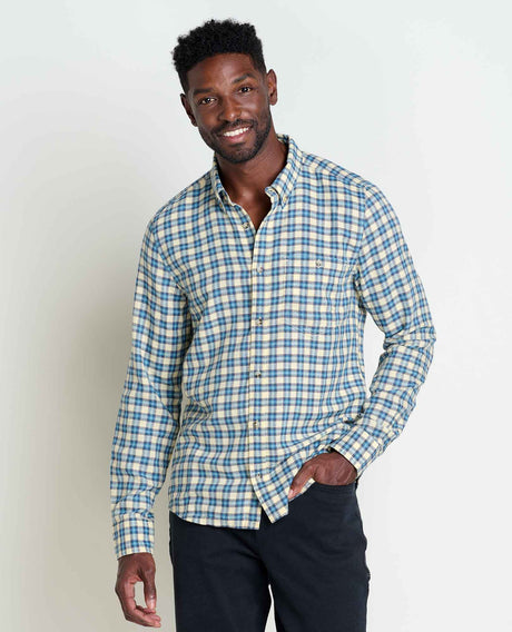 Toad & Co Men's Airsmyth Long-Sleeve Shirt - Glacier Small Scale Plaid Glacier  Scale Plaid / Small