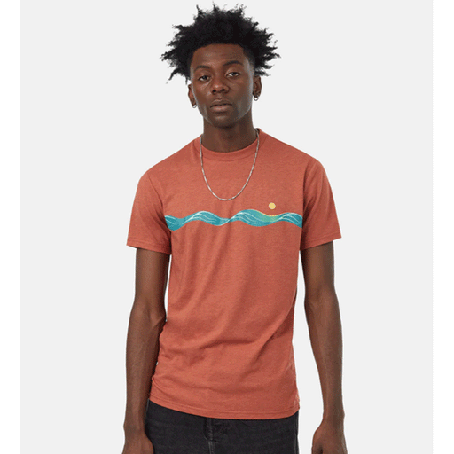 Tentree Men's Artist Waves T-Shirt Baked Clay Shaded Spruce