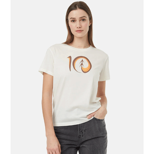 Tentree Women's Artist Series Logo T-Shirt Cloud White Amber Glow