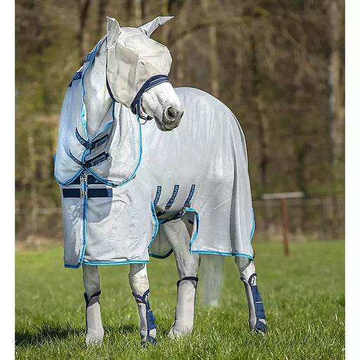 Horseware Ireland Amigo Bug Buster with No-Fly Zone Fly Sheet (No Fill) - Silver / Electric Blue / Silver / Electric Blue