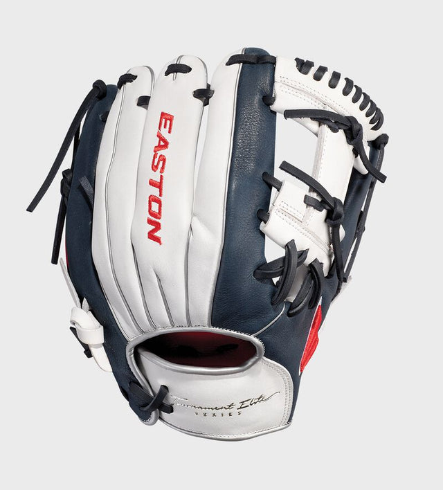 EASTON Tournament Elite 11.5in Infield Baseball Glove RH Red/White/Blue White/nvy/blu/red