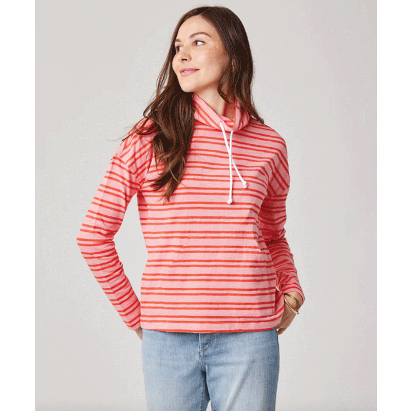 Carve Designs Women's Bodie Funnel Neck Grapefruit Breton