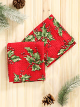 April Cornell Holly Tea Towel Set Of 2 Red