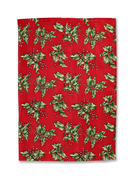 April Cornell Holly Tea Towel Individual Red