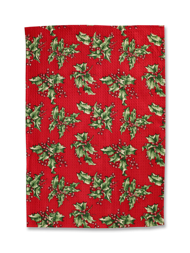 April Cornell Holly Tea Towel Individual Red