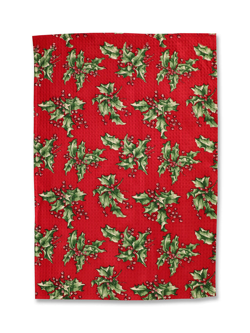 April Cornell Holly Tea Towel Individual Red