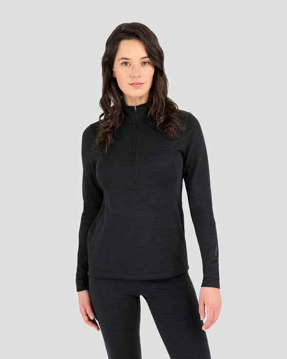 Terramar Women's 3.0 Thermawool Heavyweight Merino Wool Half-zip Thermal Shirt Smoke heather