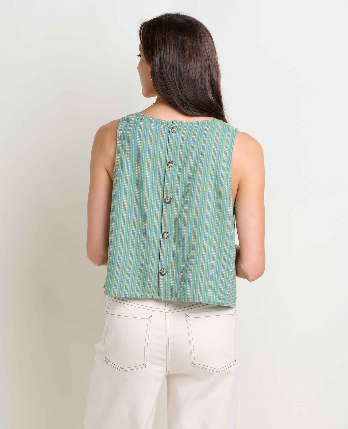 Toad & Co Taj Hemp Button Back Tank II - Sagebrush Dobby
