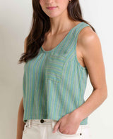 Toad & Co Taj Hemp Button Back Tank II - Sagebrush Dobby