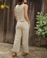 Toad & Co Taj Hemp Wide Leg Pant - Barley Railroad Stripe