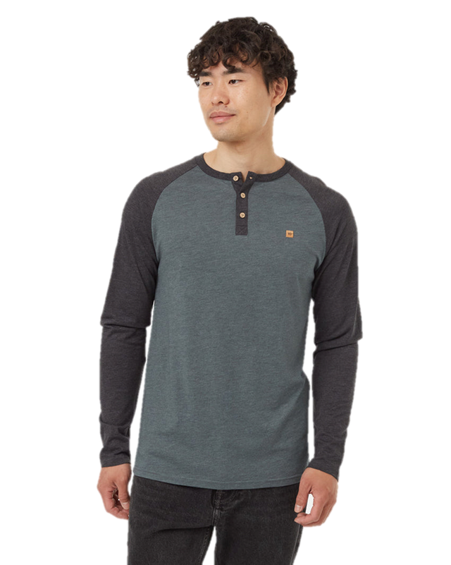 Tentree Men's TreeBlend Classic Henley Long-Sleeve - Urban Green Heather/Meteorite Black Heather Urban Green Heather/Meteorite Black Heather