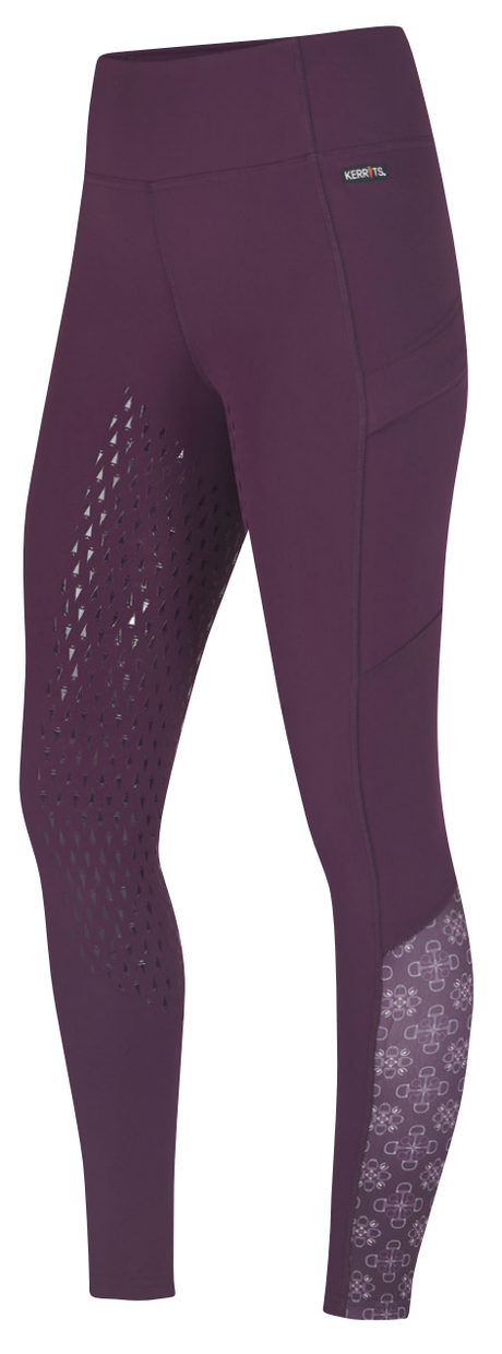 Kerrits Equestrian Apparel Thermo Tech Full Leg Tight - Print Raisin / Raisin Bit of Frost